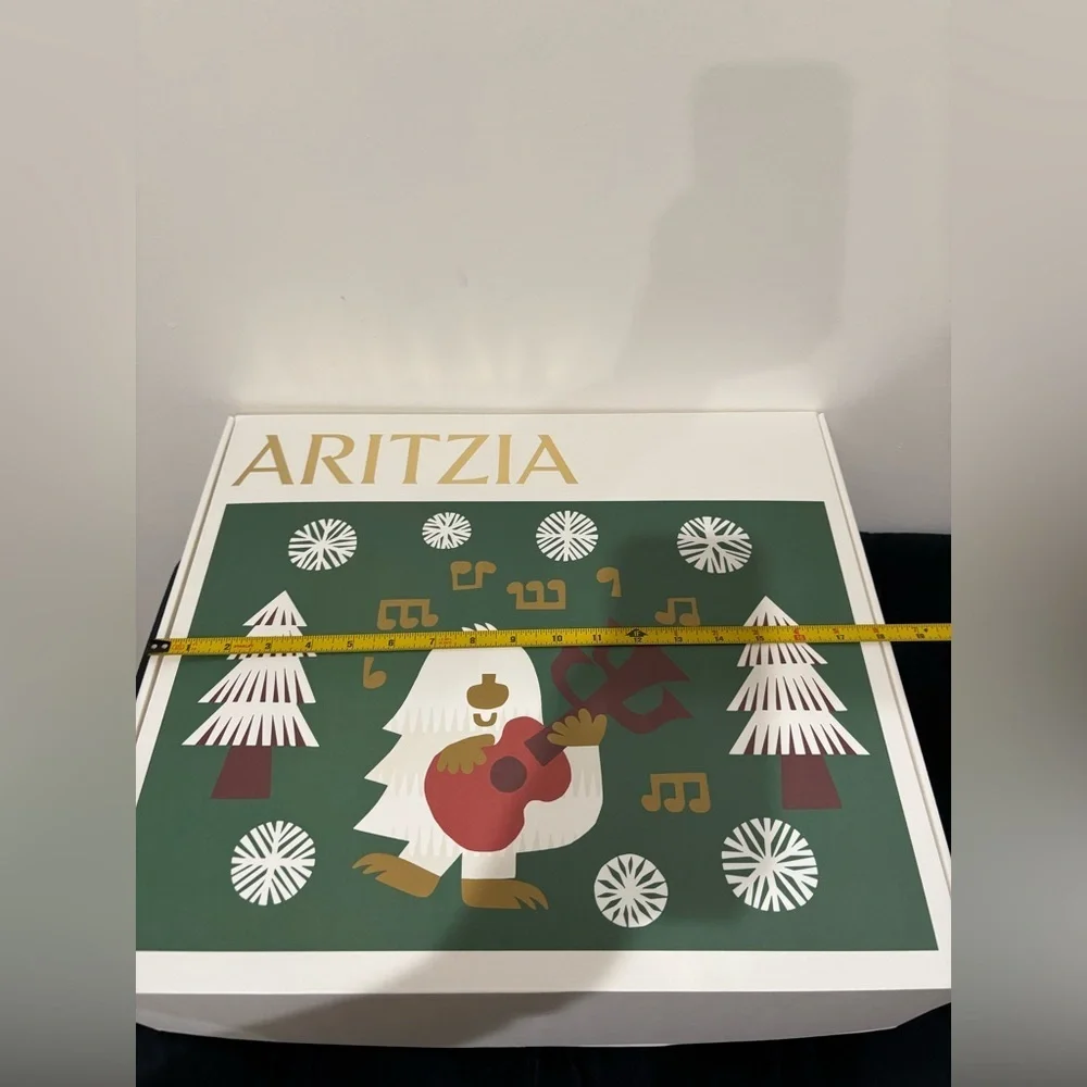 Aritzia Festive Box with Green and Gold Accents